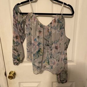 Strapless long sleeve floral blouse
